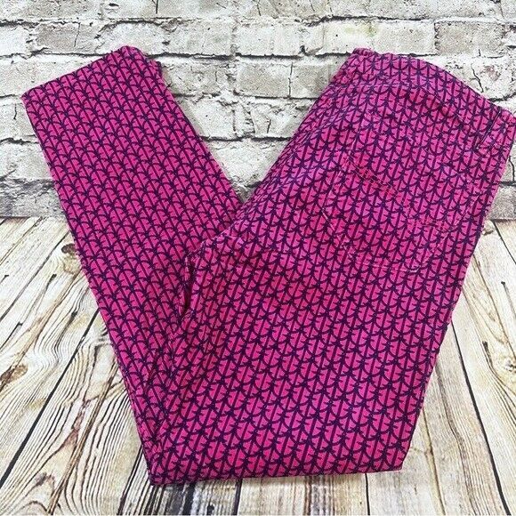 Vineyard Vines Pants‎ Womens Sz.10 Pink Corduroy 5-Pocket Anchor Print Ankle - Picture 5 of 9